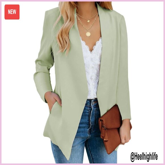 Women's Slim Fit Long Sleeve Blazer Jacket for Office Work Casual